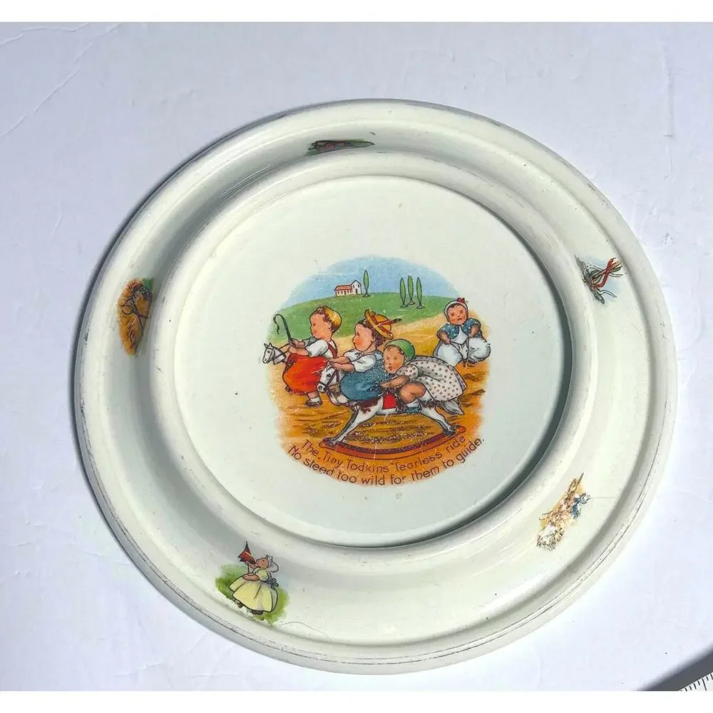 Royal Baby Plate Co The tiny todkins fearless ride 1905‎ VTG Collectible Antique